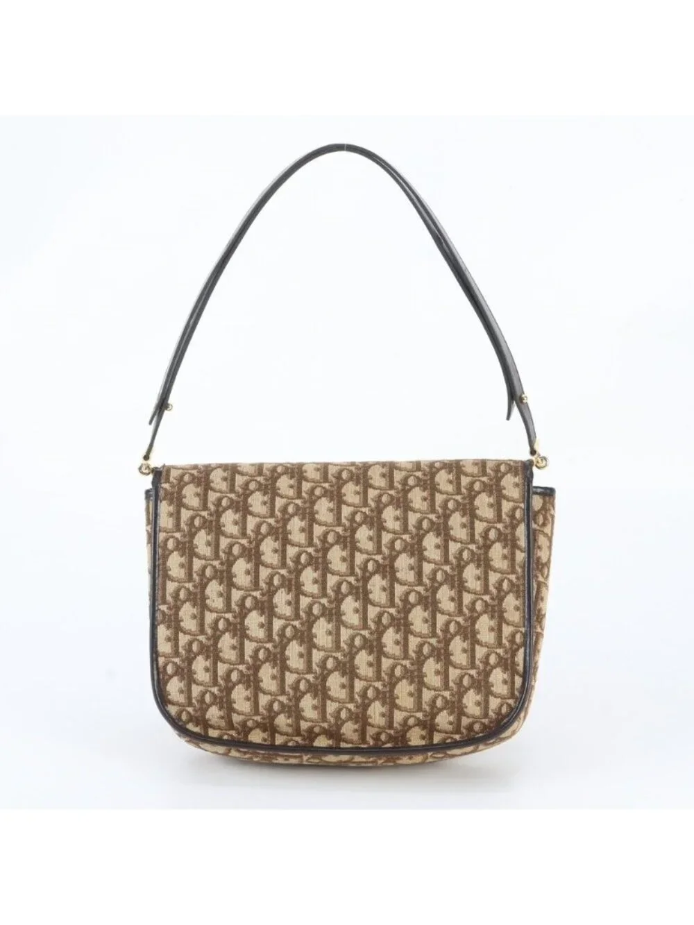 Dior Vintage Trotter Leather 2-Way Shoulder Bag Crossbody Brown